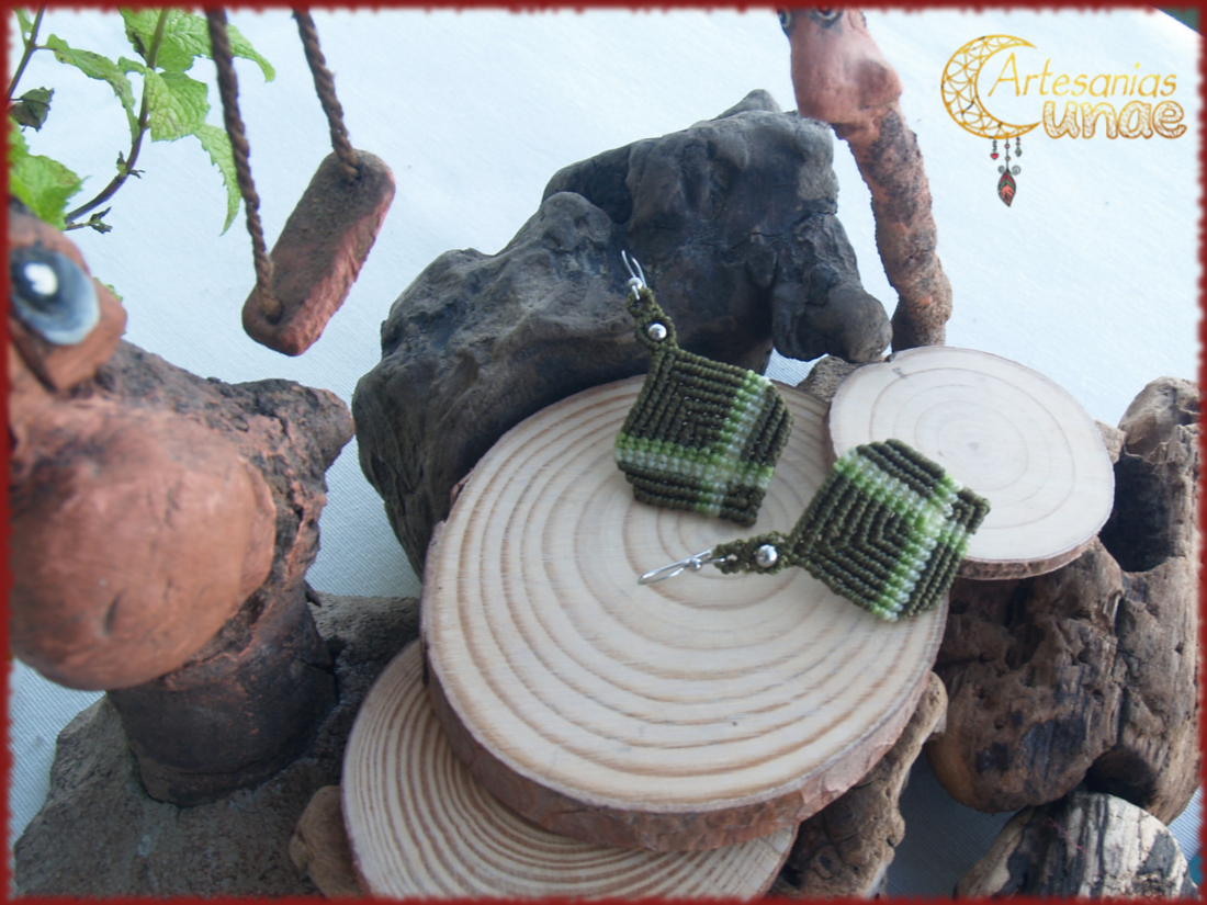 Pendientes "Romboidal Verde".
