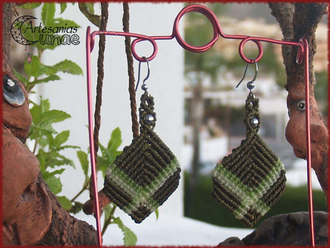 Pendientes "Romboidal Verde".